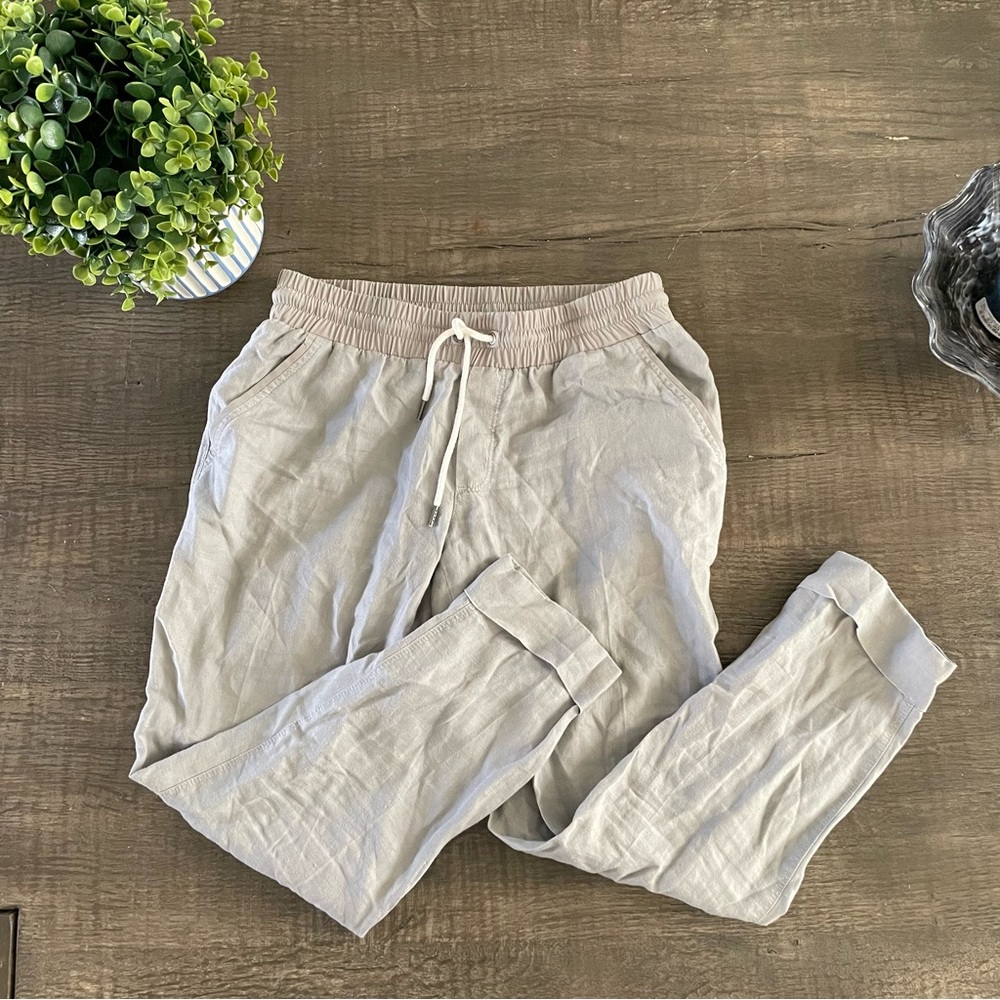 Athleta gray linen salutation joggers size 6